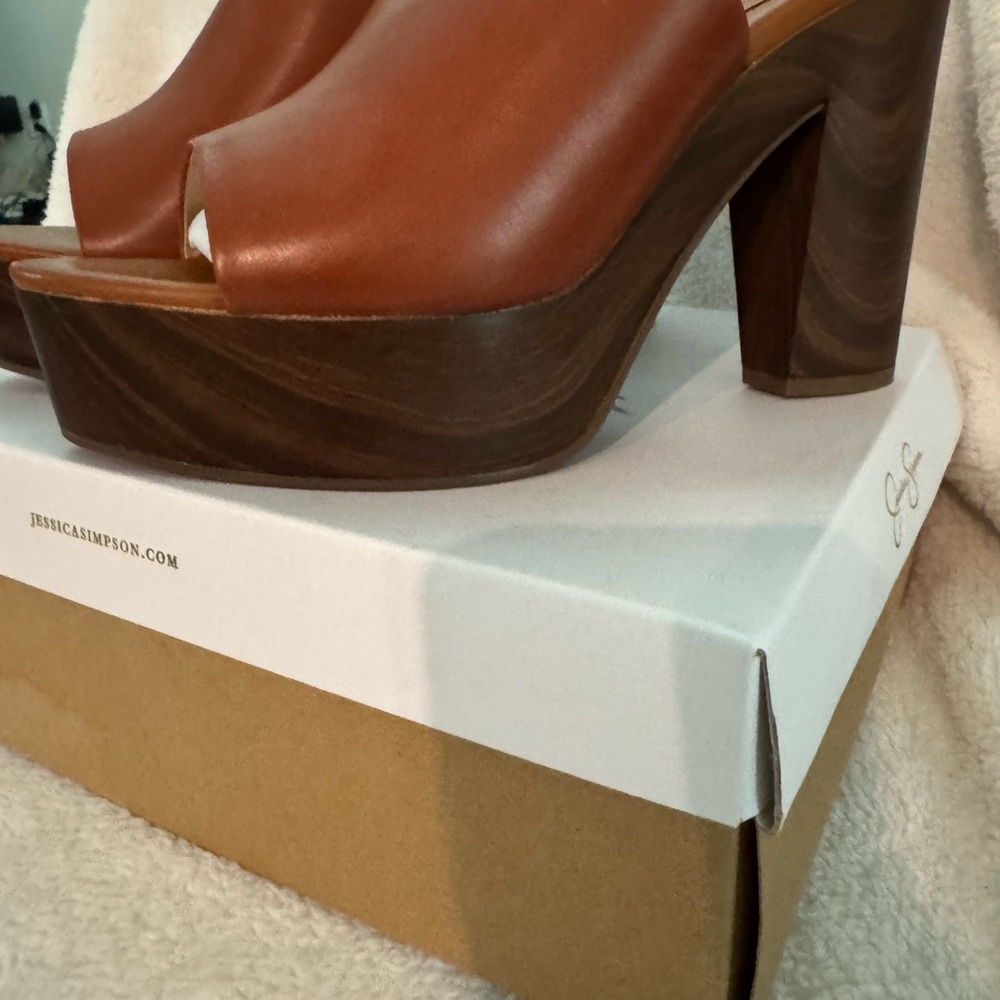 Jessica Simpson Brown Mules with Platform Sole